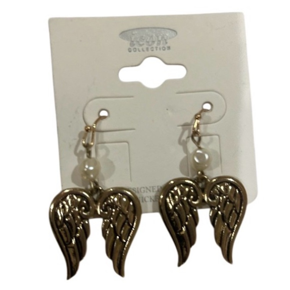 ICON Gold Wing Earrings with Pearl Detail
